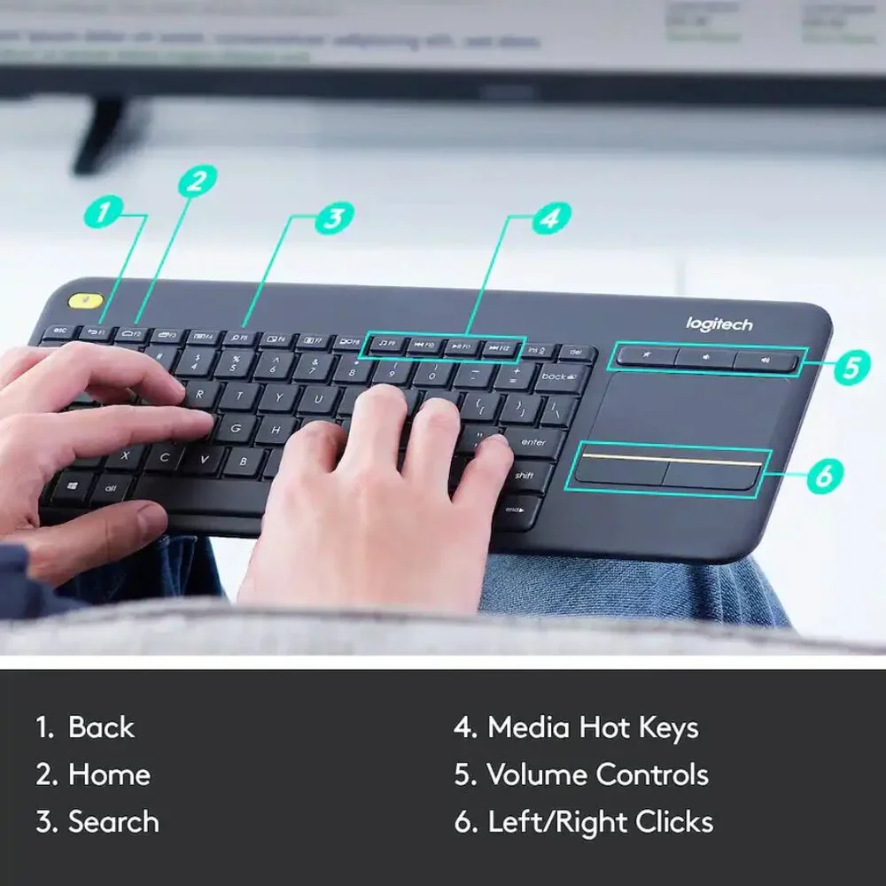 Logitech MEDIA K400 Plus Wireless Touch Keyboard - New
